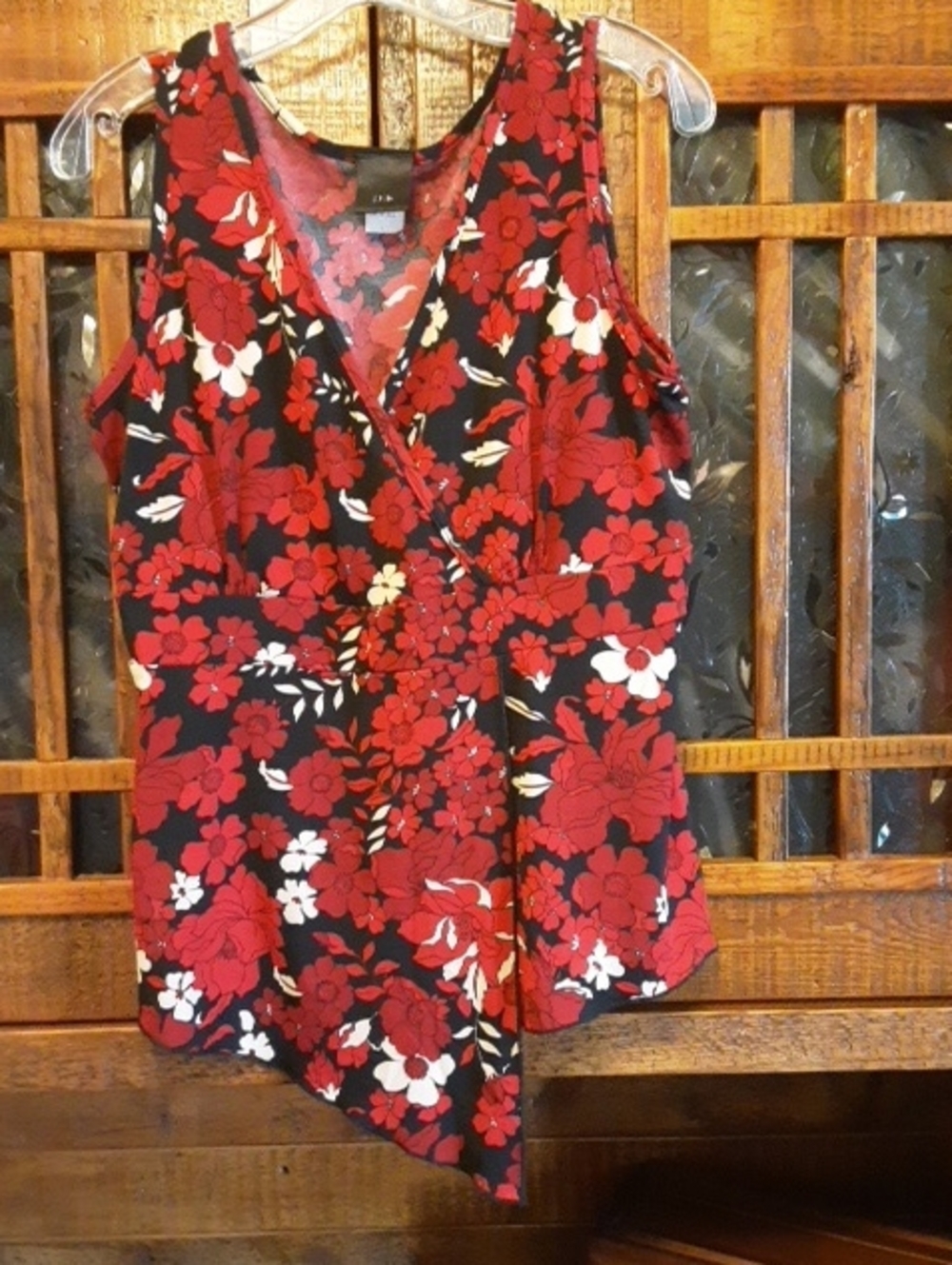 Sleeveless Assymmetrical Floral Wrap Top